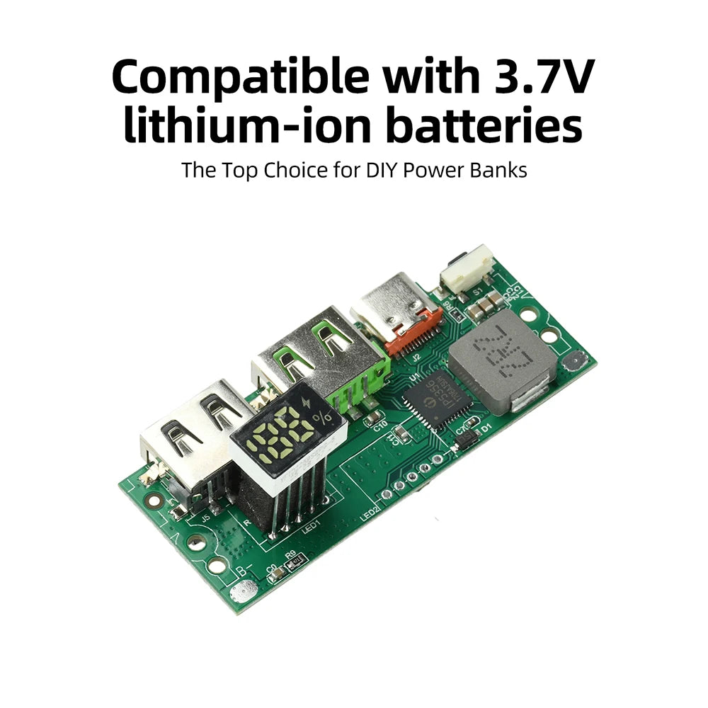 IP5356 PD QC Fast Charging Module with Digital Display for 3.7V Lithium Battery Power Banks DIY Project Oasis Select