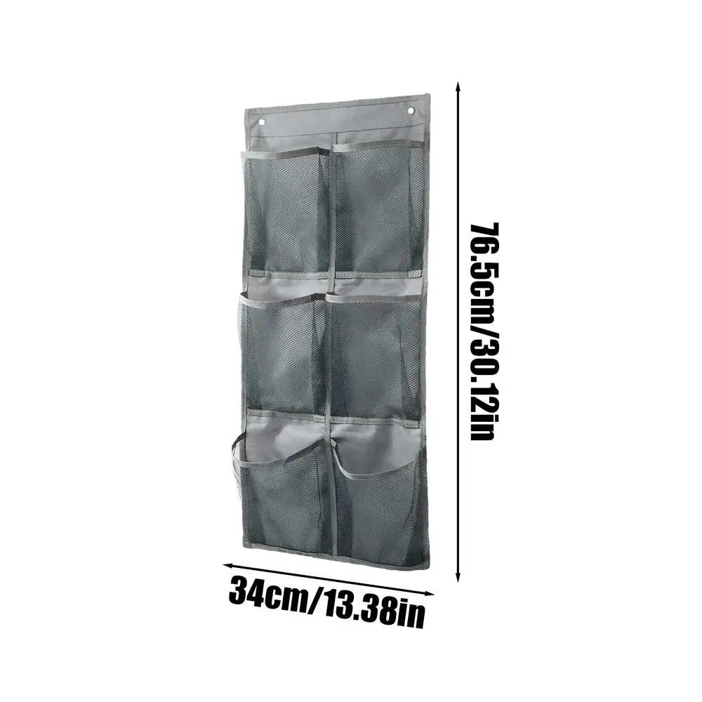 Wall-Mounted Storage Bag 6 Compartments Mesh Closet Shoe Holder Door Hangable Storage Basket Closet Hangable Storage Pockets Oasis Select Gray