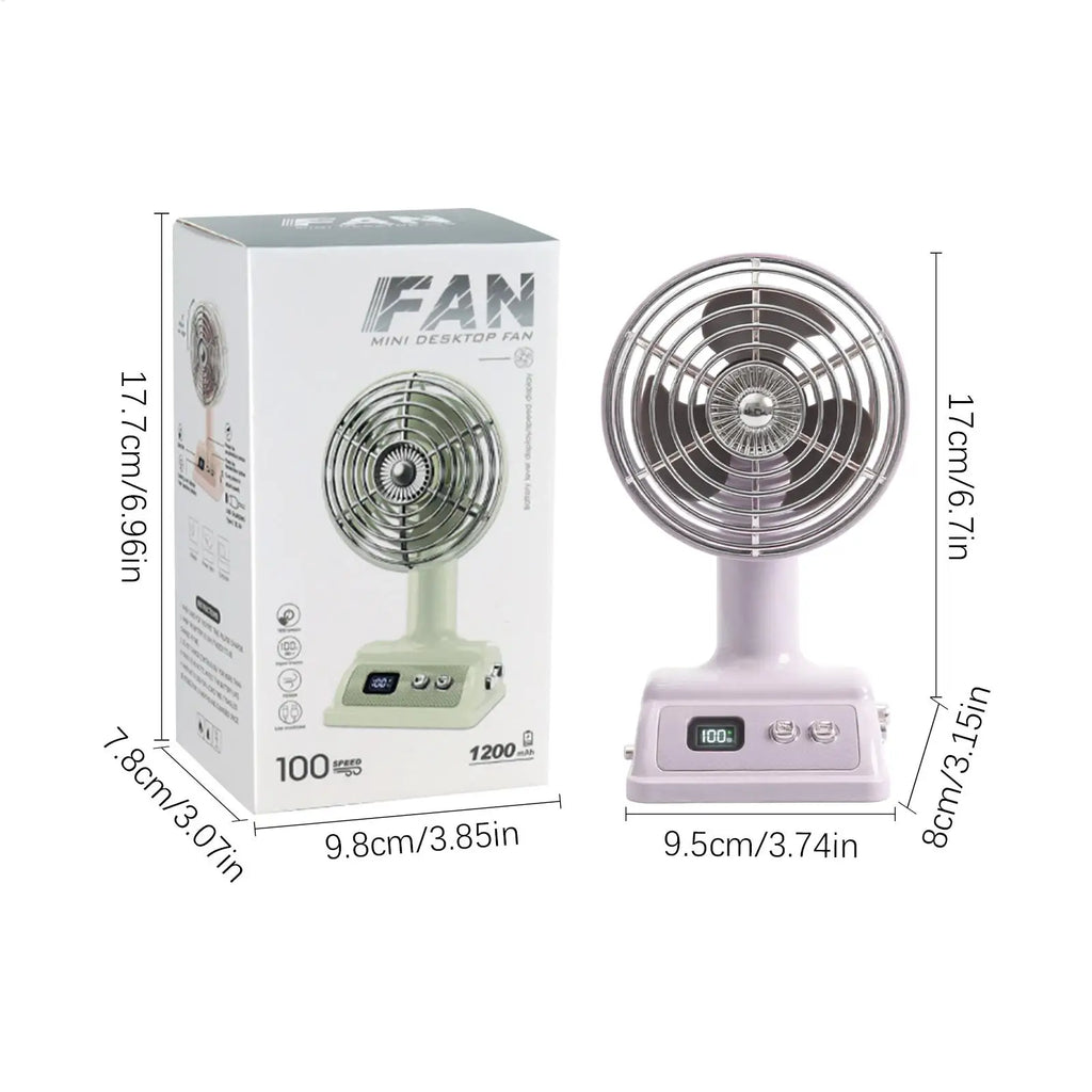 Small Desk Fan Portable USB Rechargeable 100 Speeds Desktop Cooling Fan for Home Office Bedroom Study Living Room Dormitory Oasis Select