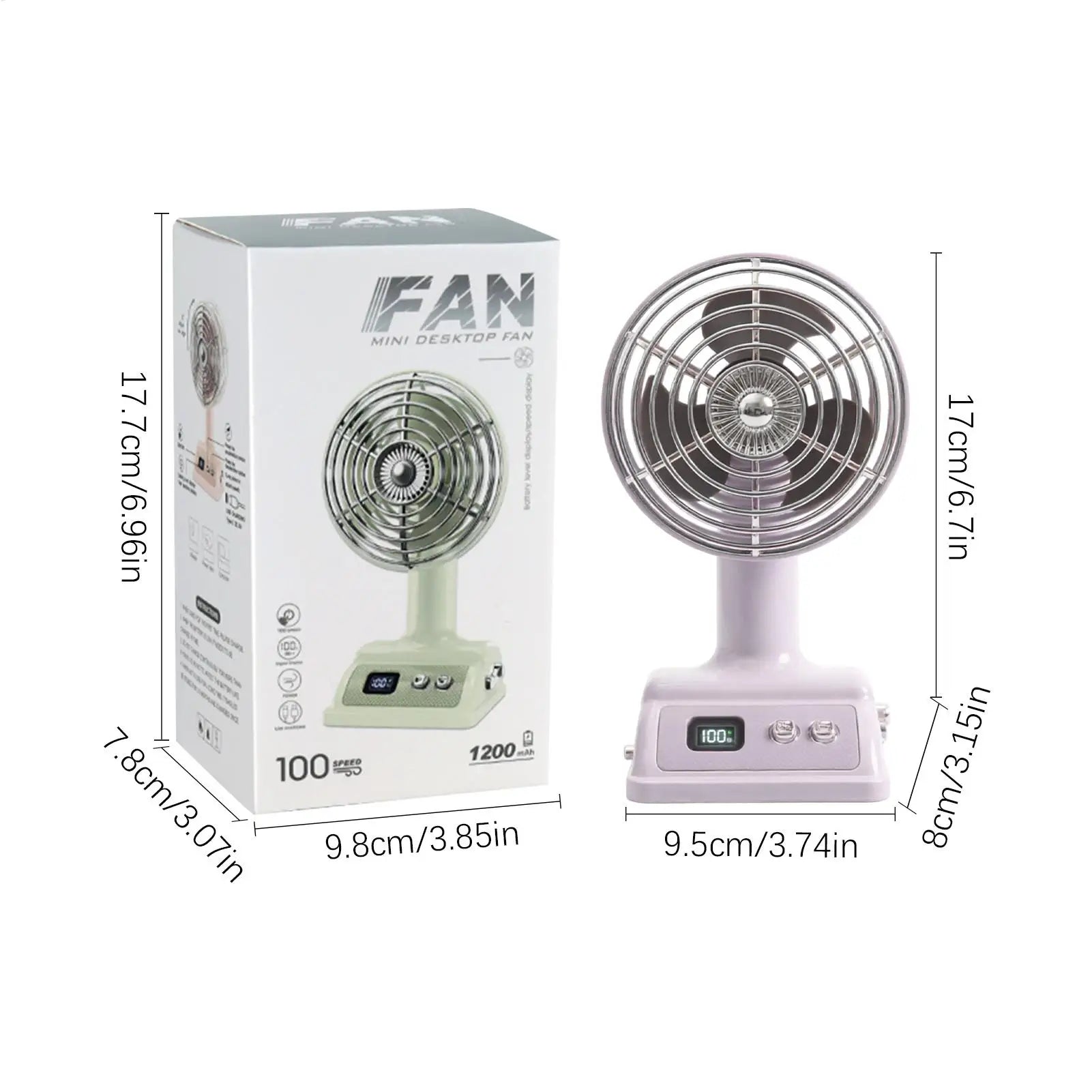 Small Desk Fan Portable USB Rechargeable 100 Speeds Desktop Cooling Fan for Home Office Bedroom Study Living Room Dormitory Oasis Select