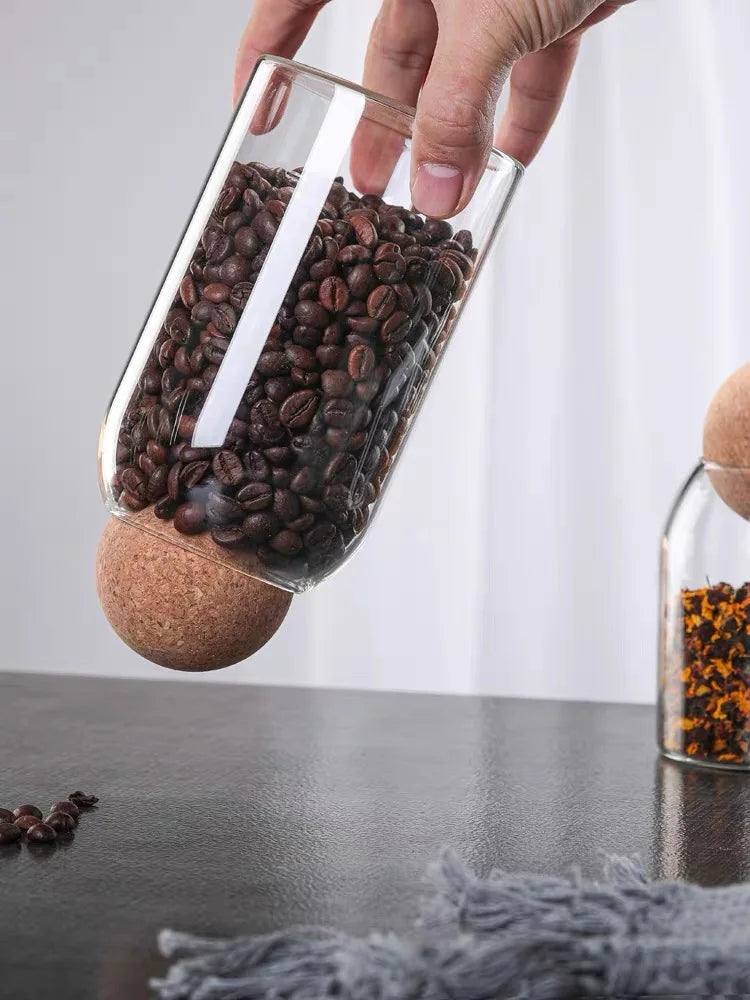 Sealed Jar Glass Cork Stopper Coffee Beans Dried Fruit Storage Box Kitchen Food Multigrain Storage Jar Cork Tea Jar Oasis Select