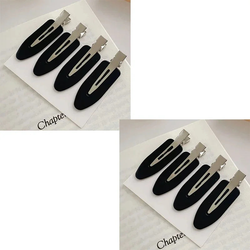 4pcs No Bend Seamless Hair Clips Side Bangs Fix Fringe Barrette Makeup Washing Face Accessories Women Girls Styling Hair Pins Oasis Select black 8pcs