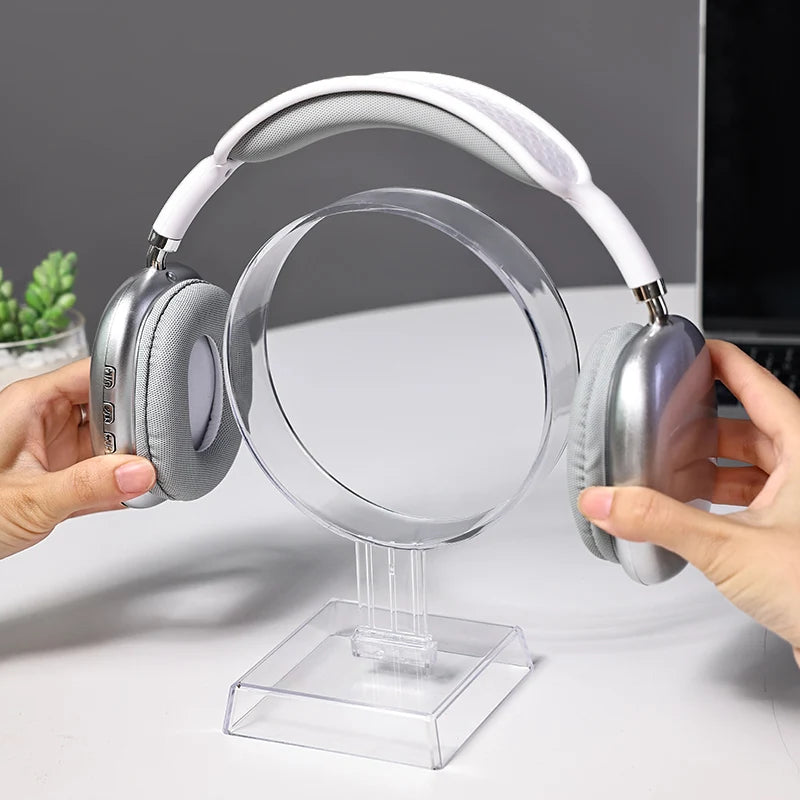 1pc acrylic circular headphone stand detachable transparent/black gaming headset desktop display storage rack Oasis Select