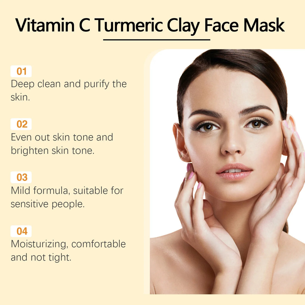 Turmeric Vitamin C Facial Mask Deep Cleansing Hydrating Exfoliating Pore Minimizing Nourishing Skin Care Mud Mask Oasis Select