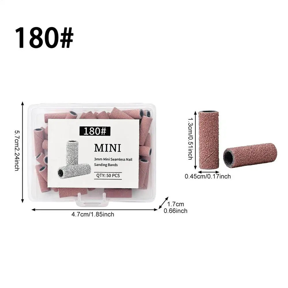 50pcs Nail File Sanding Bands Nail Drill Bits Sanding Bands for Electric Machine File Grinder Sand Band Nails Gel Polish Remove Oasis Select China Mainland 180