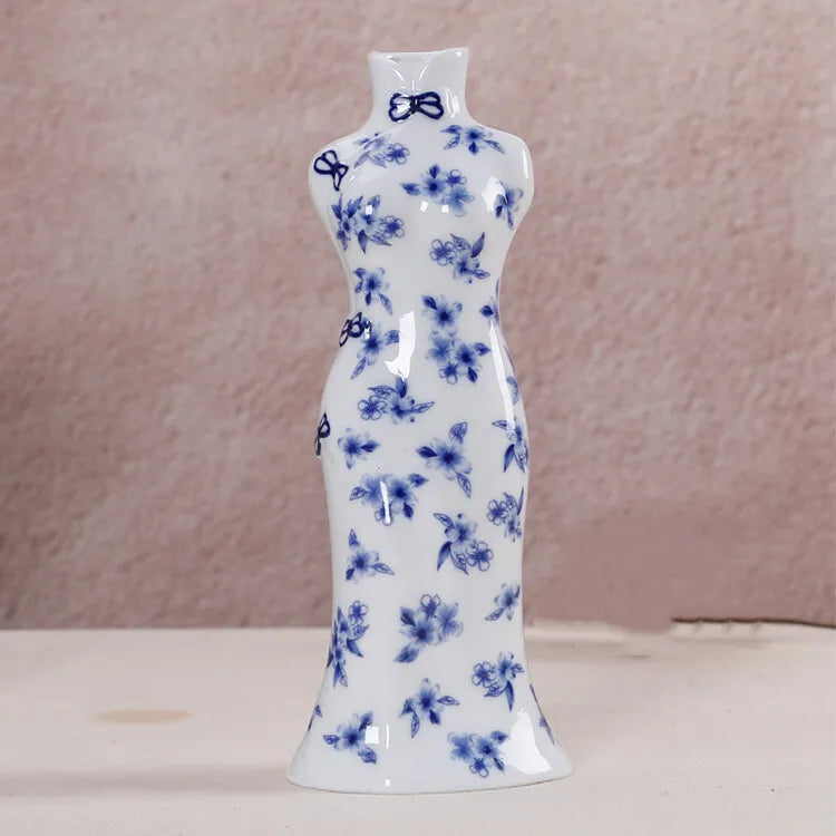 Chinese Table Antique Blue White Porcelain Vase Decoration Crafts