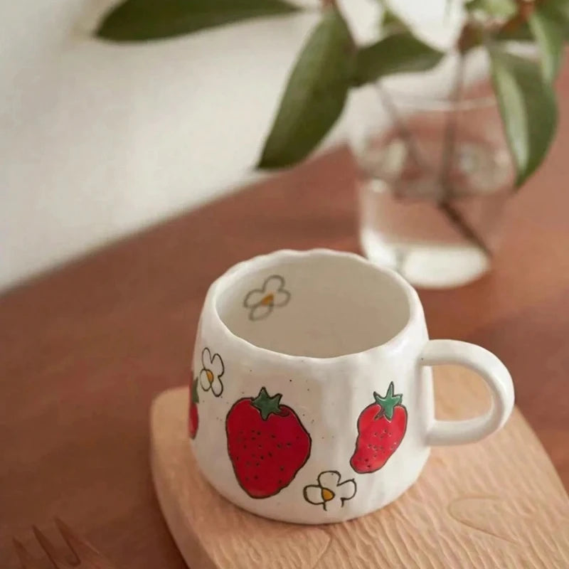 Perfect For Home, Office, Event Gifts And Holiday Gifts Halloween Hand Painted Ceramic Coffee Mug With Strawberry Pattern Design Oasis Select