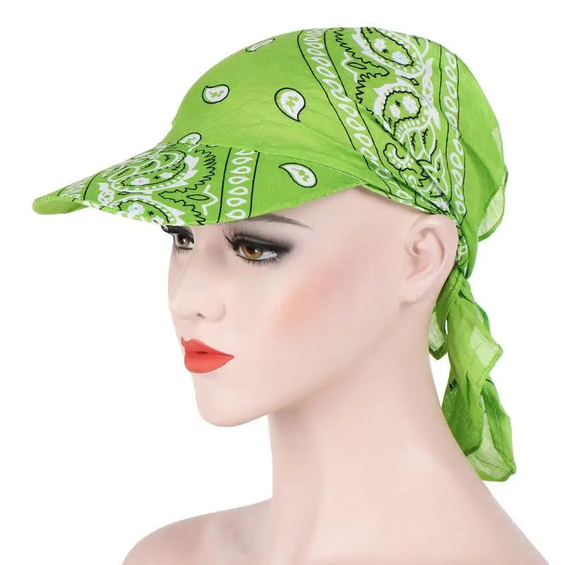 Fashion Wide Brim Baseball Caps Head Scarf Pre-Tied Lightweight Sun Visor Turban Breathable Bandana Scarf Cap Women Outdoor Oasis Select A9