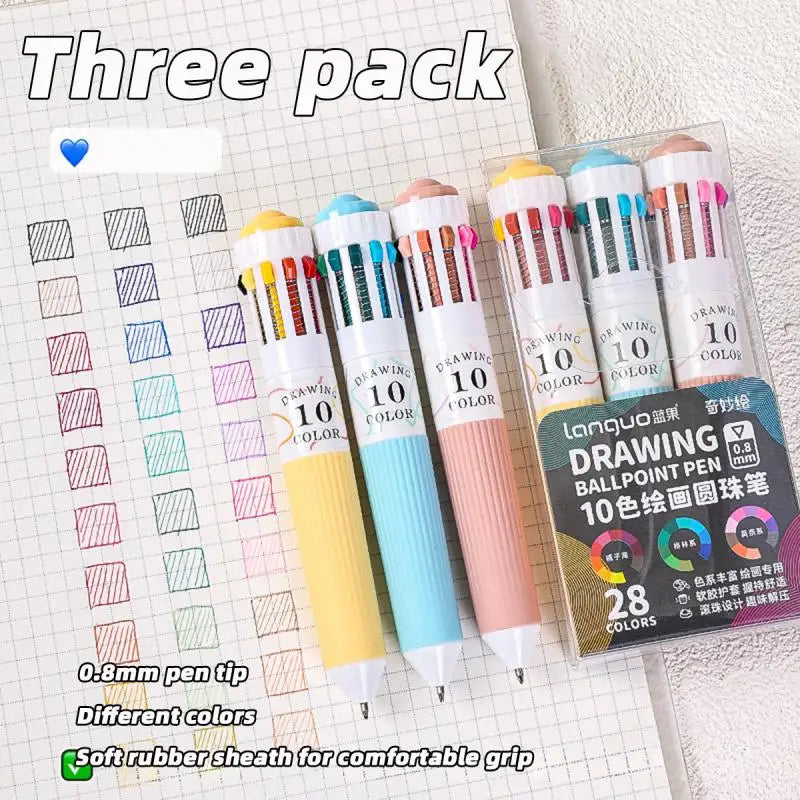 28 Color Ballpoint Pen 0.8mm Soft Grip Press Multicolor Writing Pen For Drawing School Supplies Stationery Oasis Select A4