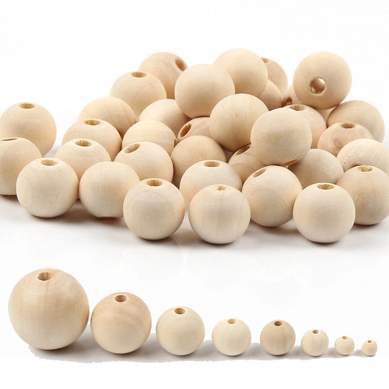 30-400pcs wooden beads round separator wooden balls 20/30/40 mm lead-free beads for jewelry making DIY handmade accessories Oasis Select