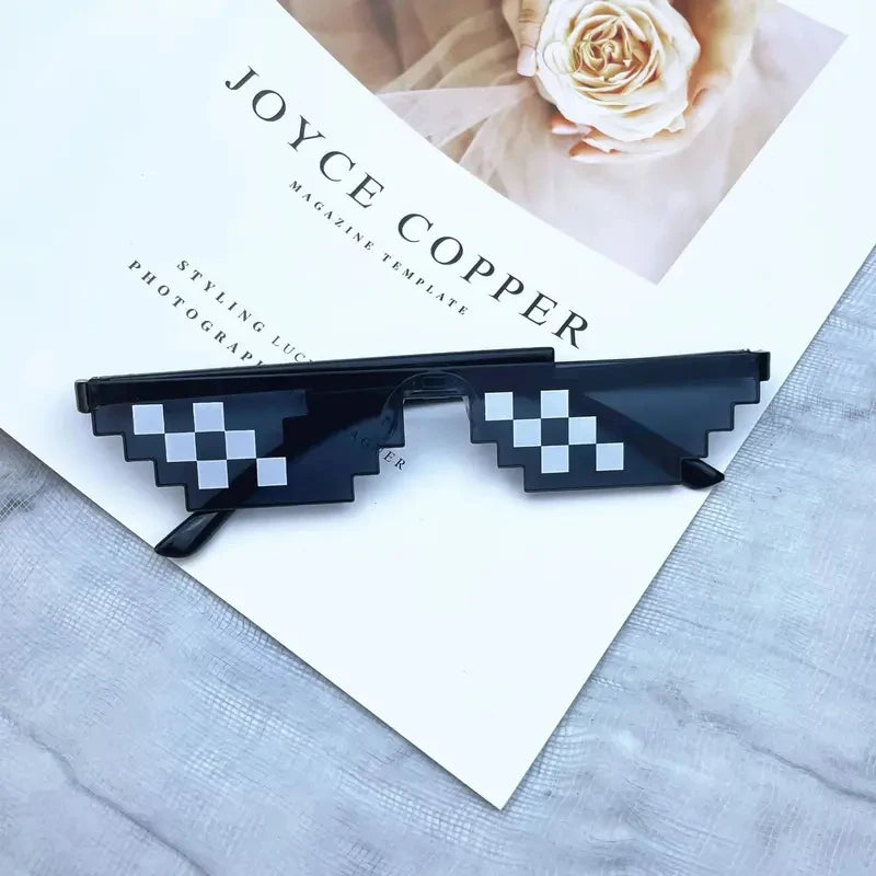 1-8pcs Mosaic Sunglasses Cool Party Vintage Shades Eyewear For Men Pixelated Sunglasses Funny Women Glasses Oasis Select