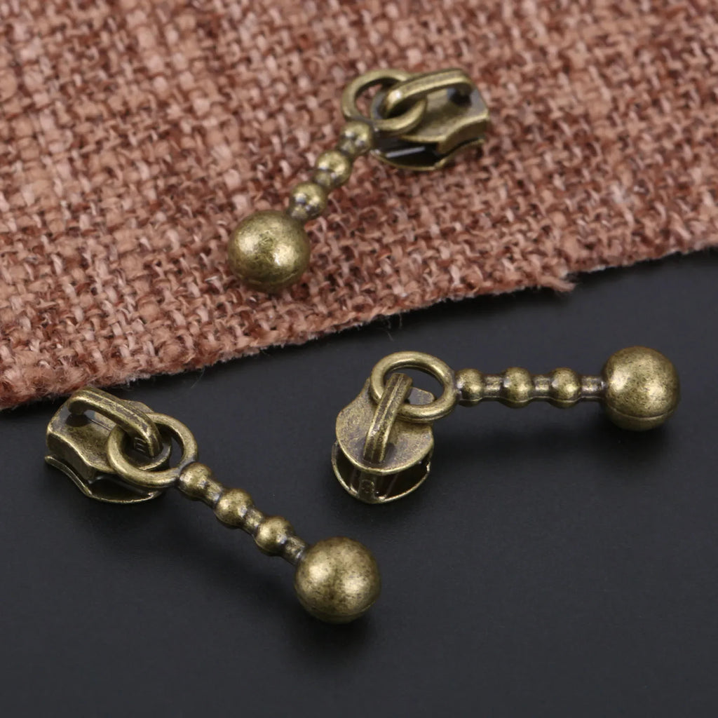 20Pcs 21mm Retro Design metal Zipper Sliders Antique Bronze Zipper Repair Craft Sewing Supplies Accessories DIY Craft Durable Oasis Select
