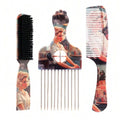 3-Piece Retro Men's Hair Styling Set – Pomade Brush & Pin Comb Hair Styling Set Oasis Select SS30