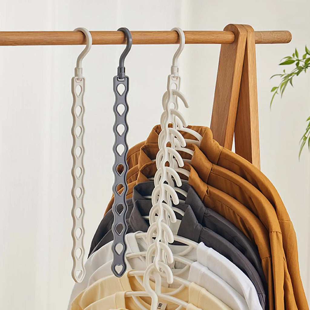 10-hole Space Saving Hanger Clothes Storage Rack Plastic Hanger Multi-function Folding Hanger Wardrobe Drying Clothes Oasis Select
