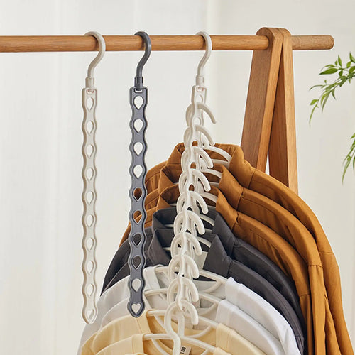 10-hole Space Saving Hanger Clothes Storage Rack Plastic Hanger Multi-function Folding Hanger Wardrobe Drying Clothes Oasis Select