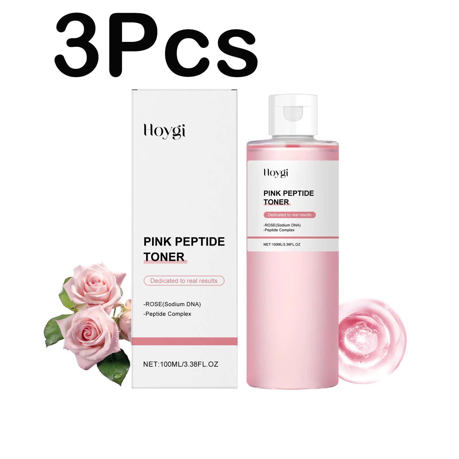 Rose Essence Toner Glowing Skin Soothing Moisturizing Refreshing Conditioning Nourishing Brightening Facial Pink Peptide Toner Oasis Select 3 x 100ml Boxed