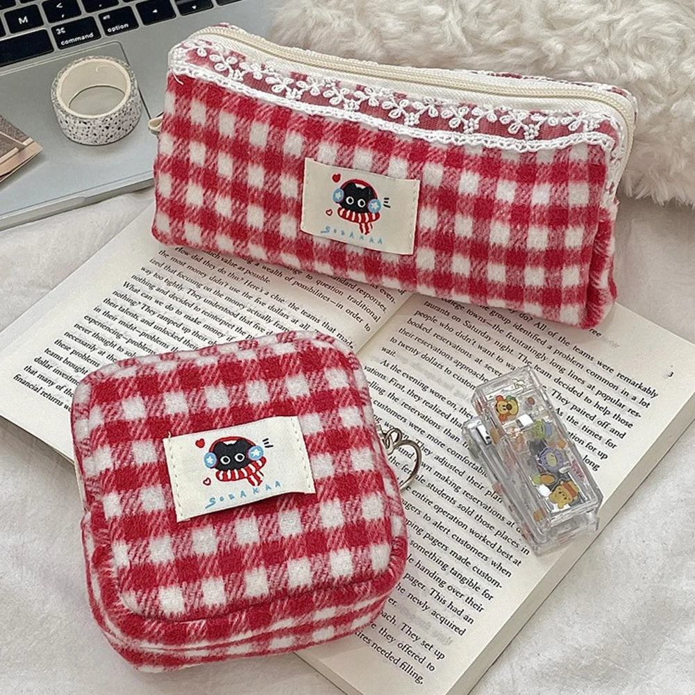 Cherry Fabric Pencil Case – Large Capacity Stationery Bag