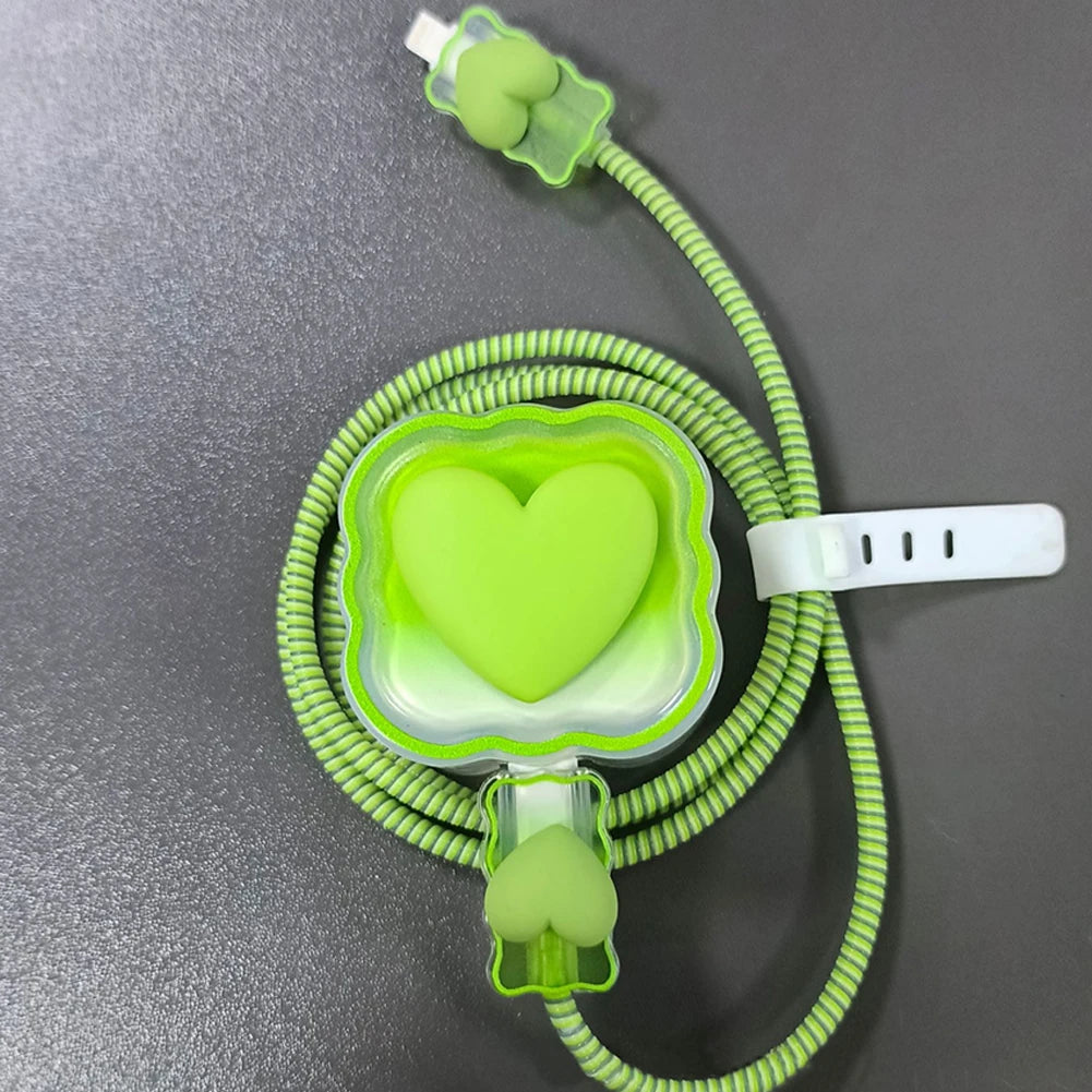 4-in-1 Love Heart iPhone Charger Cable Protector Cover Set