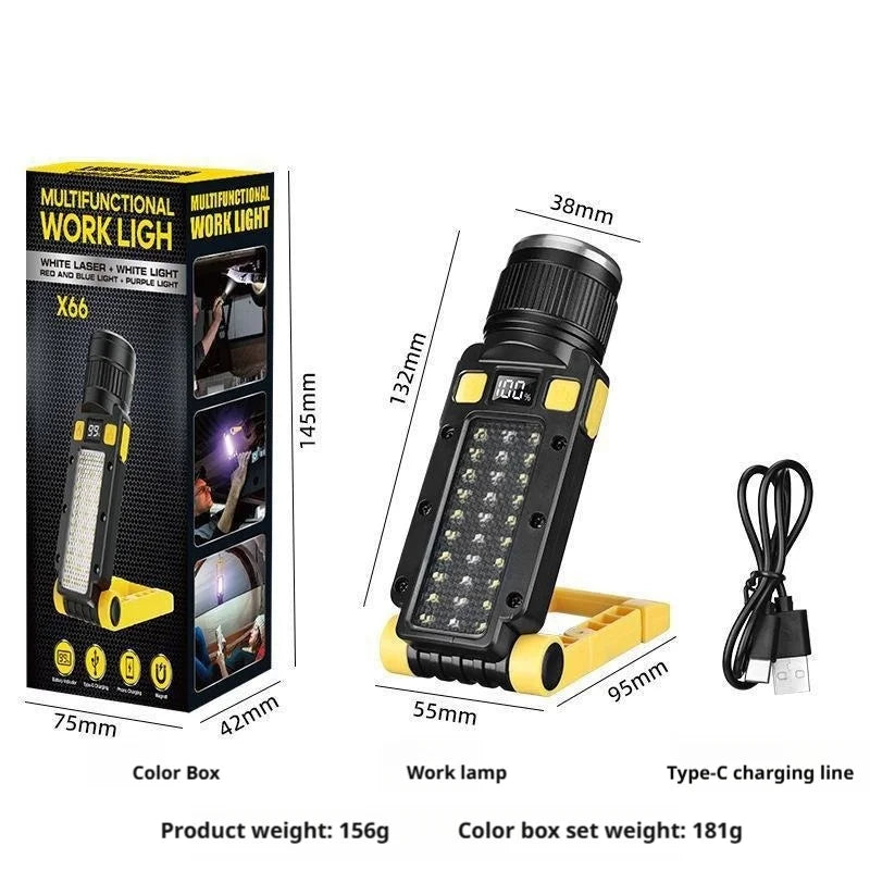 Multi-Purpose Outdoor Flashlight with Magnetic Emergency Lighting Purple Light Detection Work Light for Maintenance Oasis Select X66