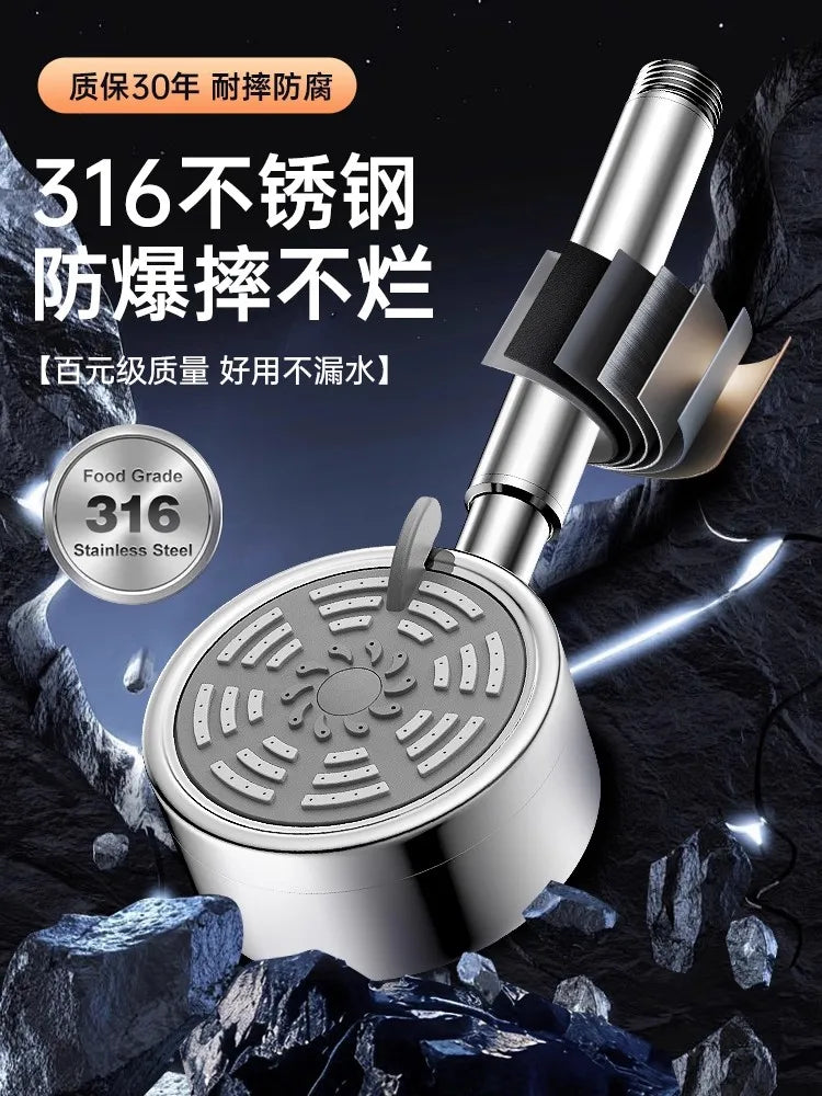 New 316 Stainless Steel 3 Modes Shower Nozzle Filter Booster Large Water Volume Handheld Household Universal Shower Head Set Oasis Select