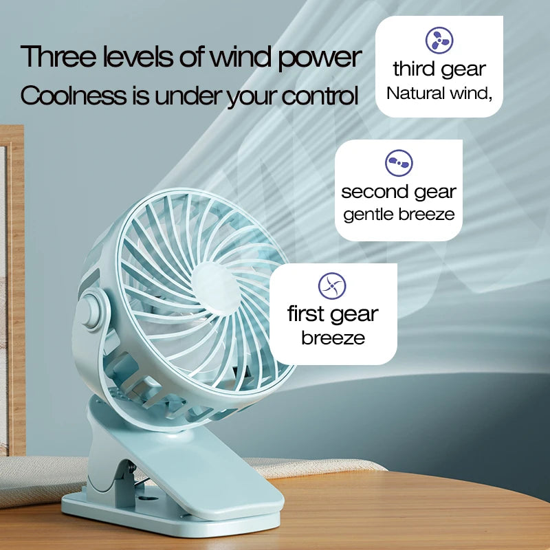 Portable Rechargeable Clip Fan 720° Rotatable Hanging Fan with Night Light Air Cooler for Outdoor Camping Ventilador Fans Oasis Select