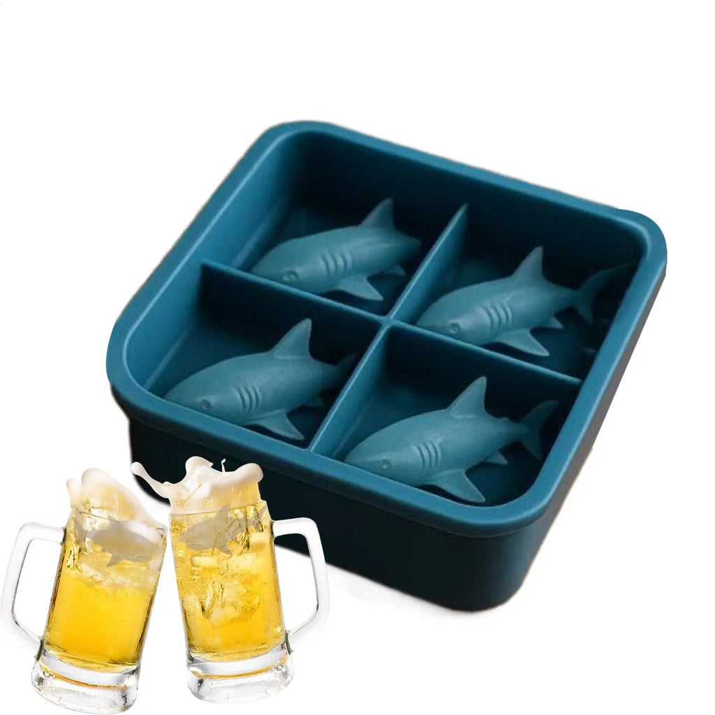 3D Silicone Shark Mold Funny Ice Mold Cute Easy Release Silicone Tray Shaper Mould Creative Fish Ice cubes Mold For Drink Water Oasis Select