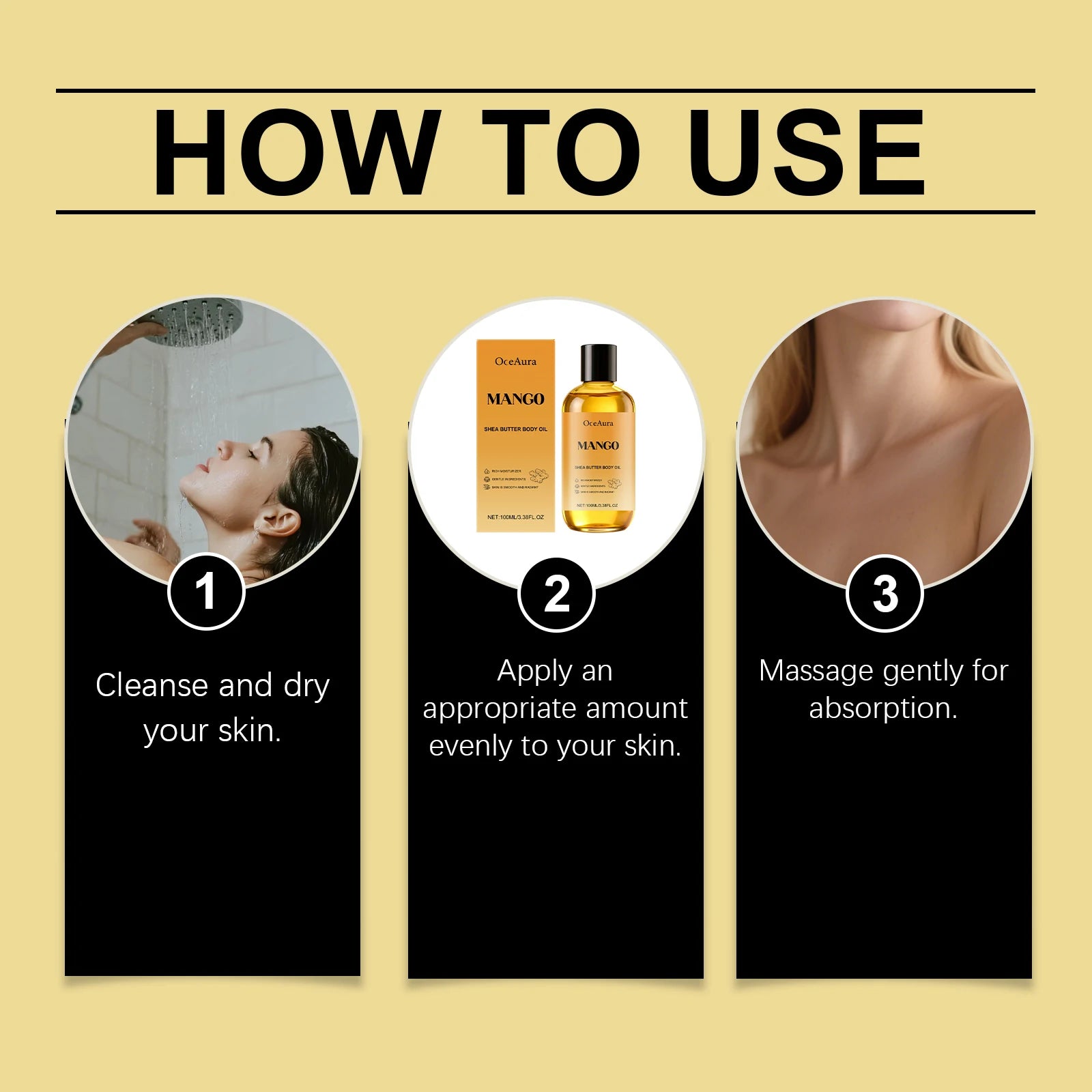 Anti-Aging Mango & Shea Firming Body Oil for Improving Dryness and Roughness Nourishing and Moisturizing Body Skin Skincare Oil Oasis Select