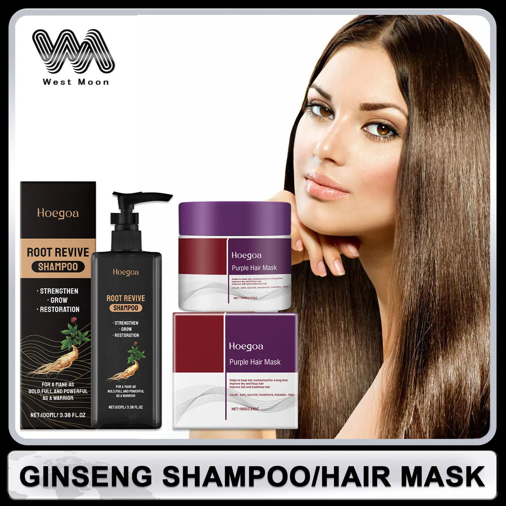 Ginseng Shampoo Growth Oil Control Anti Hair Loss Damaged Hair Repair Frizz Prevent Breakage Strengthen Root Purple Hair Mask Oasis Select