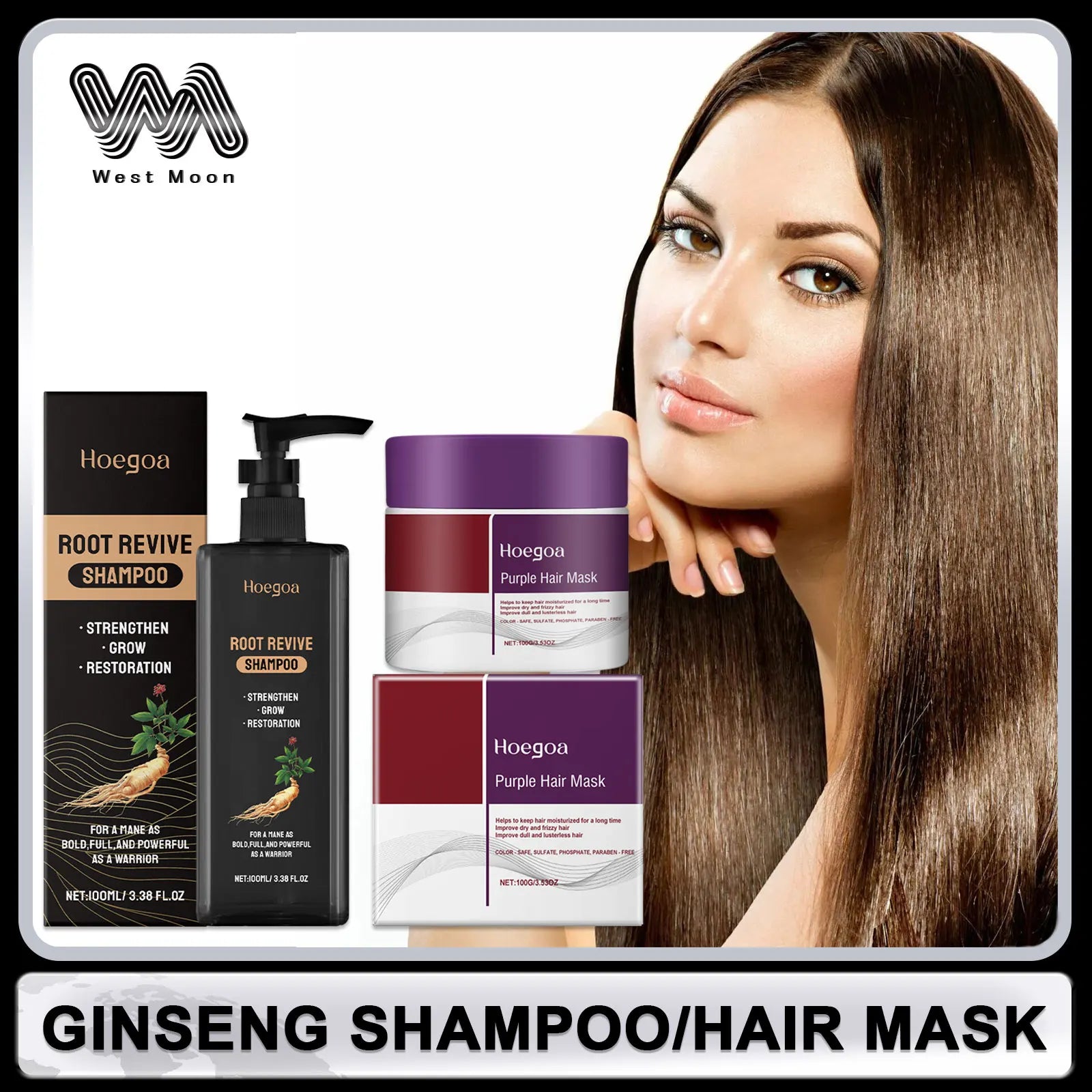 Ginseng Shampoo Growth Oil Control Anti Hair Loss Damaged Hair Repair Frizz Prevent Breakage Strengthen Root Purple Hair Mask Oasis Select