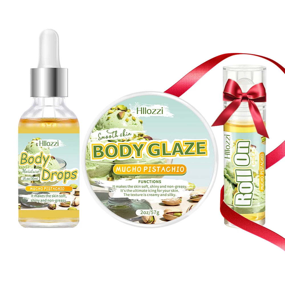 Pistachio body oil and glaze set includes a Roller oil for moisturizing and hydrating dry skin. Oasis Select Pistachio SET