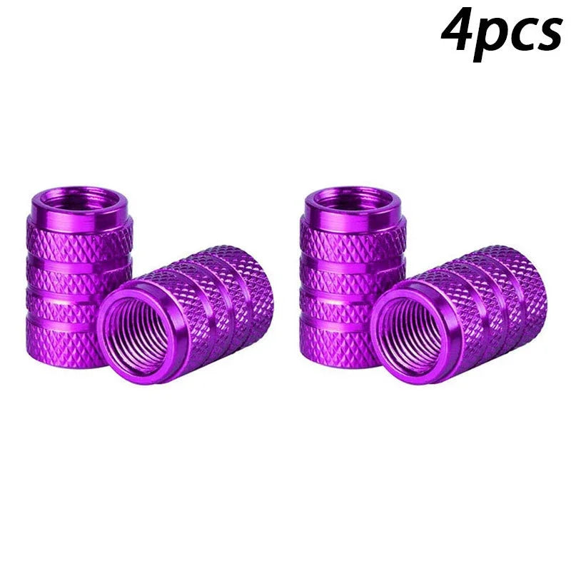 4Pcs/Set Aluminum Alloy Car Whee Tire Valve Caps Valve Stems Cover Car Wheel Dustproof Cap For Car Truck Motorcycle Bicycle Oasis Select Purple