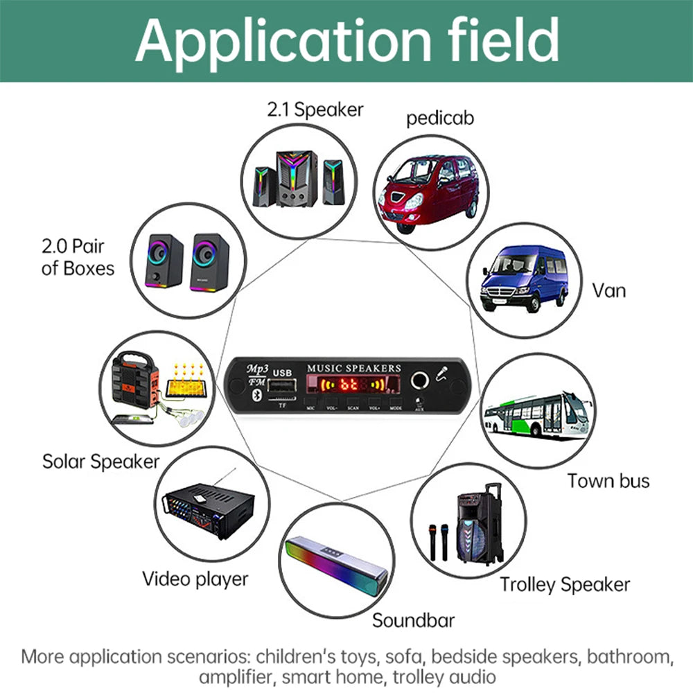 DC 12V Bluetooth 5.0 MP3/WMA/WAV/FLAC/APE Audio Decoder Board With Remote Control Without Amplifier For Car Music Player Oasis Select