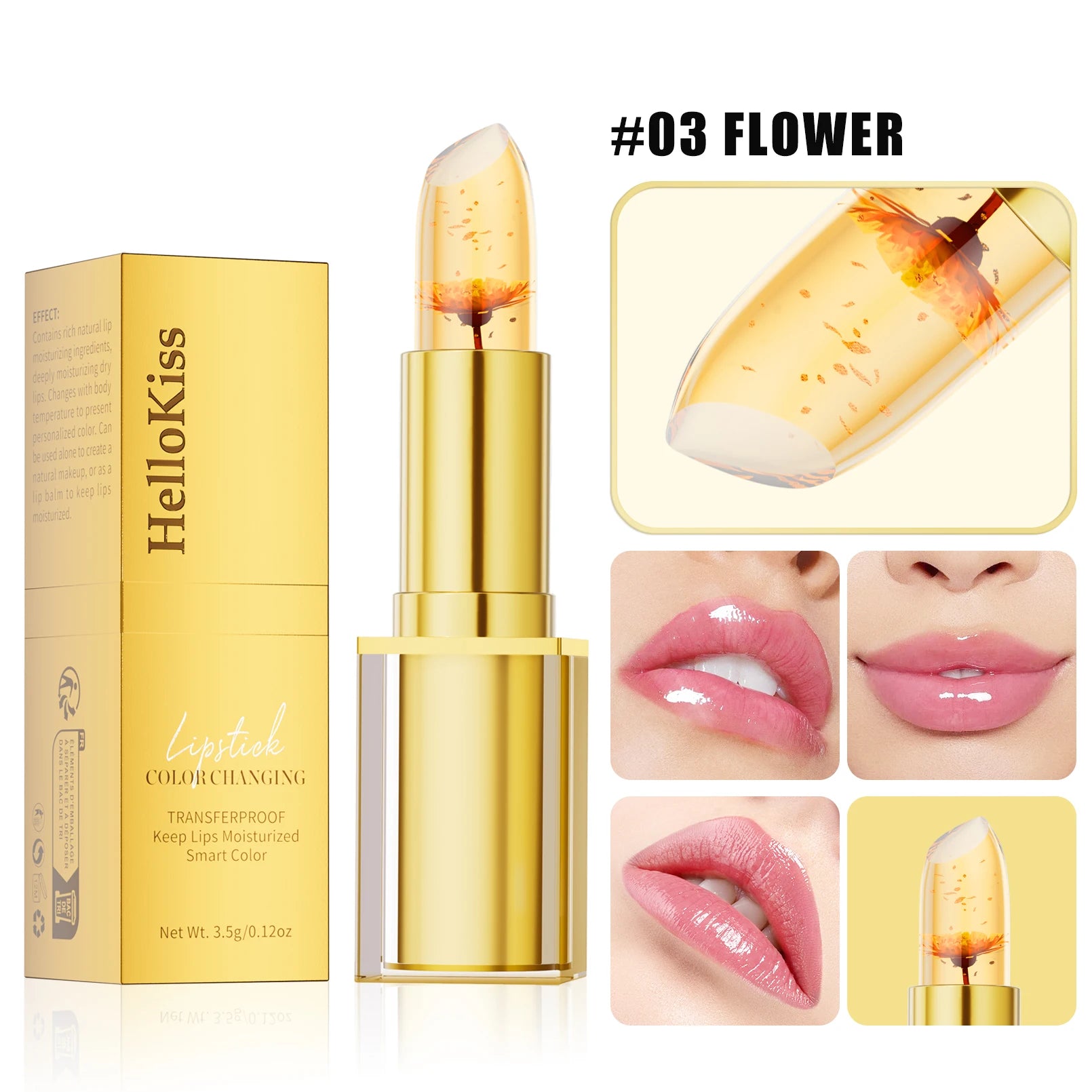 Hello Kiss PH Color-Changing Jelly Lip Balm | Gold Foil Lipstick
