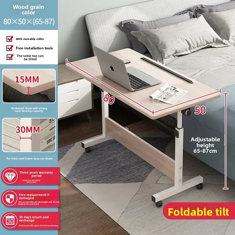 Multi-functional Computer desk Bedside table Mobile lifting small table Household small laptop holder with wheels Durable Oasis Select Maple 80 50-B
