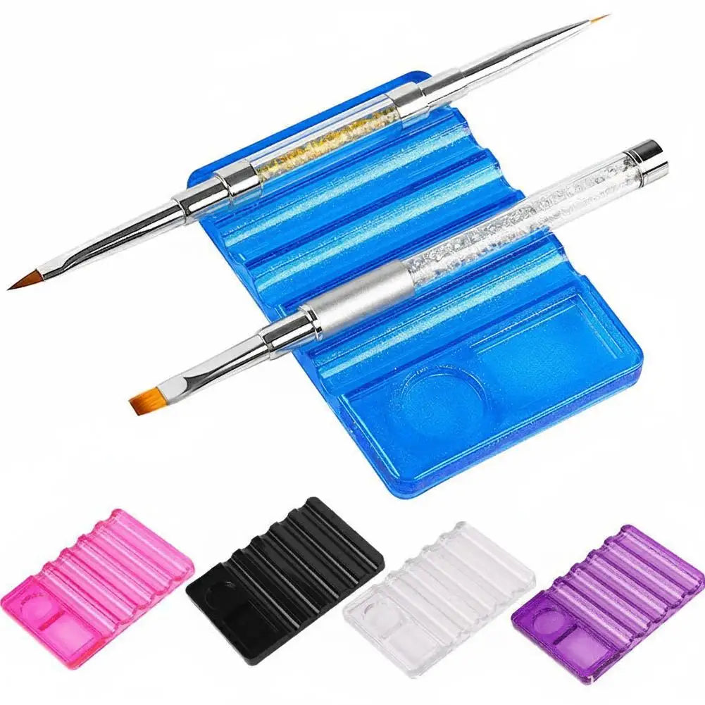 Acrylic Nail Art Brush Holder & Palette – 5-Pen Organizer Nail Art Organizer Oasis Select