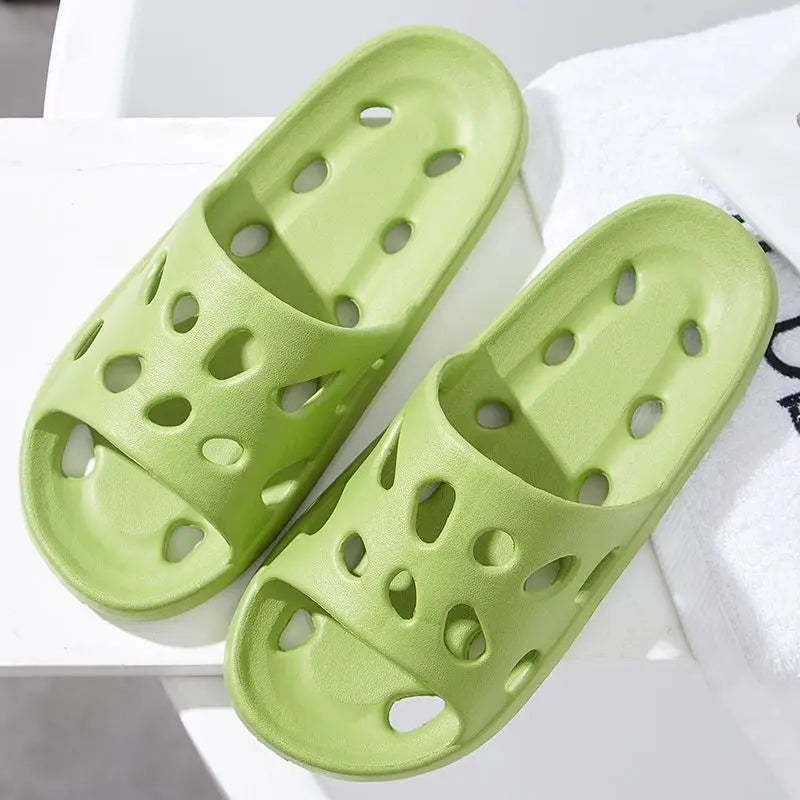 Summer Shower Slippers for Men Women Non Slip Indoor Soft Cushion Hollow Breathable Quick Dry Quiet Home Bathroom Sandals Oasis Select ONE SIZE Green-38
