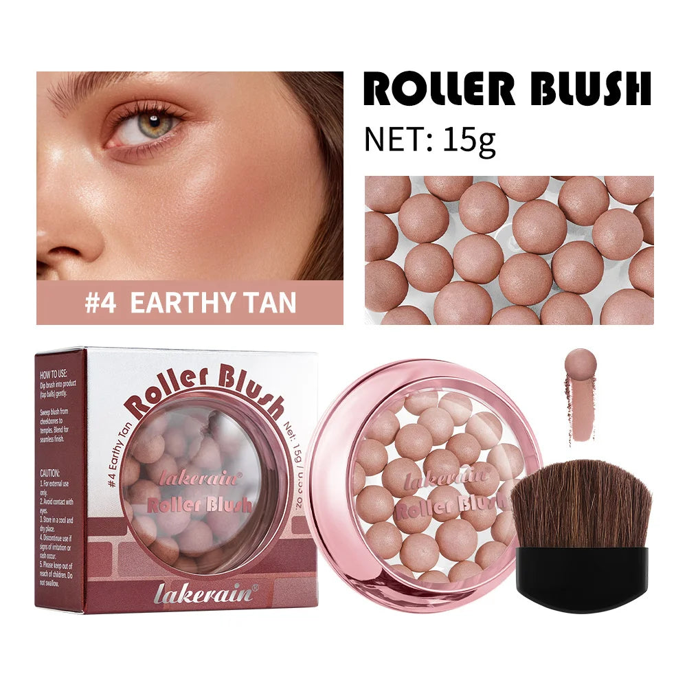 Spherical Roller Blush with Brush – Pearlescent Shimmer Finish