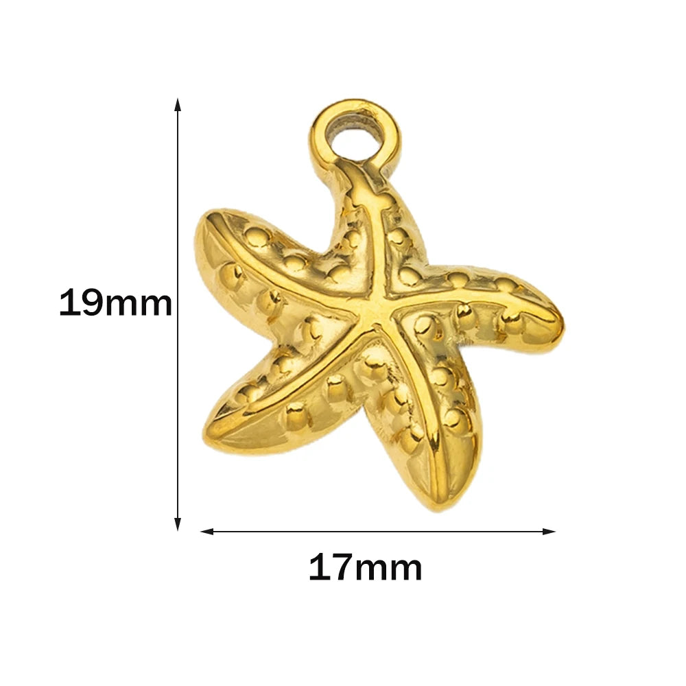 10pcs Stainless Steel Summer Beach Charms Starfish Seashell Conch Pendants for DIY Bracelet Necklace Earrings Jewelry Making Oasis Select Gold 17x19mm 10 Pieces