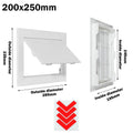 Removable Hinged Access Hatch White Plastic Opening Flap Cover Plate Inspection Hole ABS Access Hatch Cover Wall Access Doors Oasis Select 200x250mm
