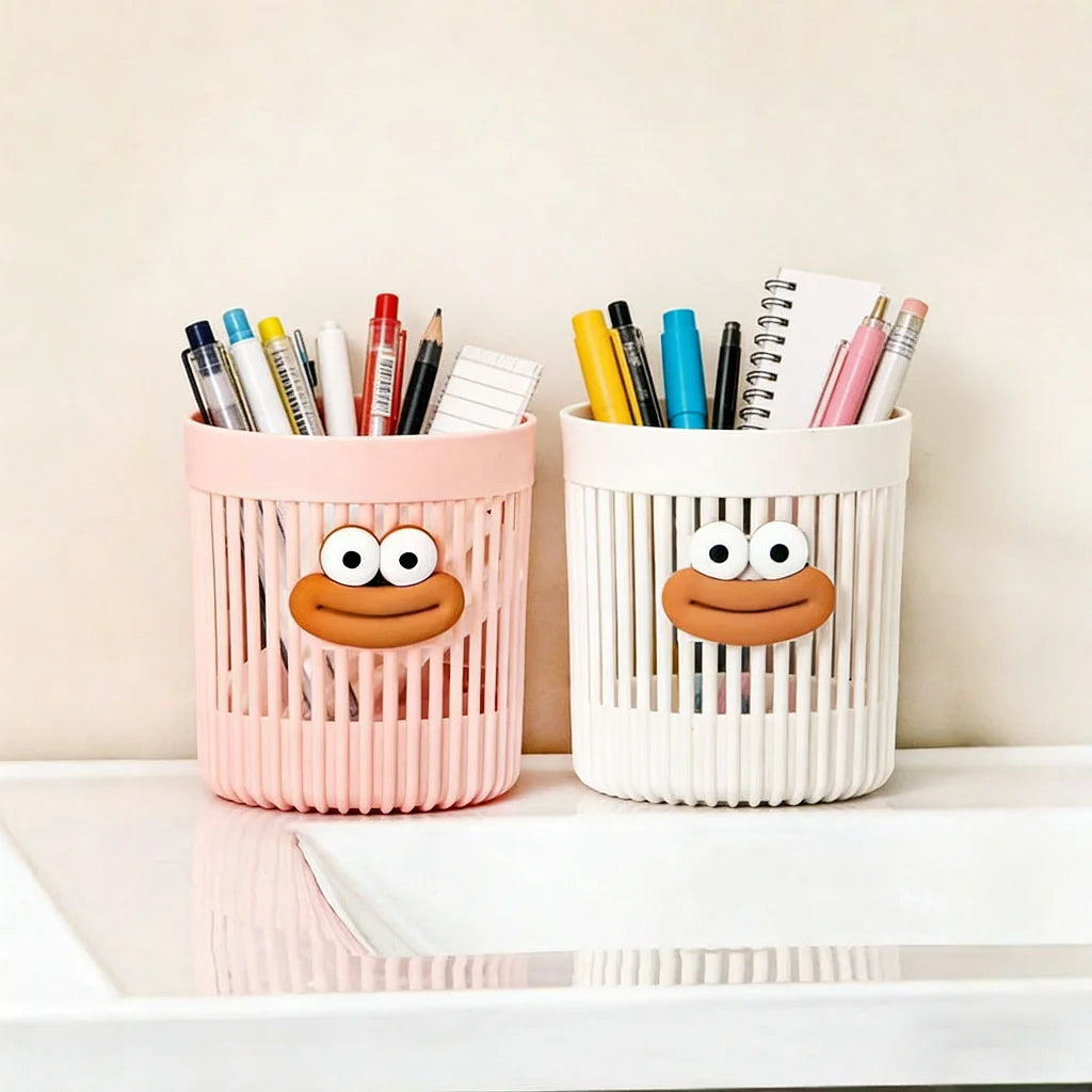 Cute Cartoon Desk Organizer – Pen Holder & Storage Basket
