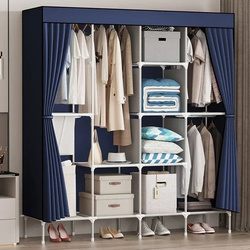 Cloth wardrobe steel pipe bold reinforcement zipper fully enclosed single dormitory wardrobe non-woven wardrobe Durable Oasis Select
