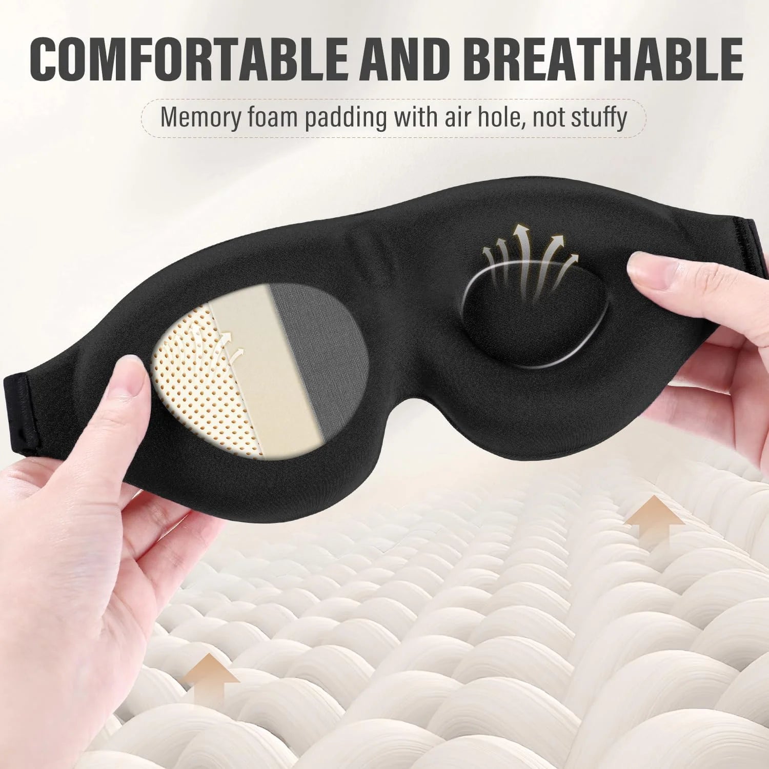 1pc Unisex 3D Sleep Mask, Light Blocking Eye Shade for Side & Supine Sleepers,Soft Breathable Polyester Eyepatch with Adjustable Oasis Select