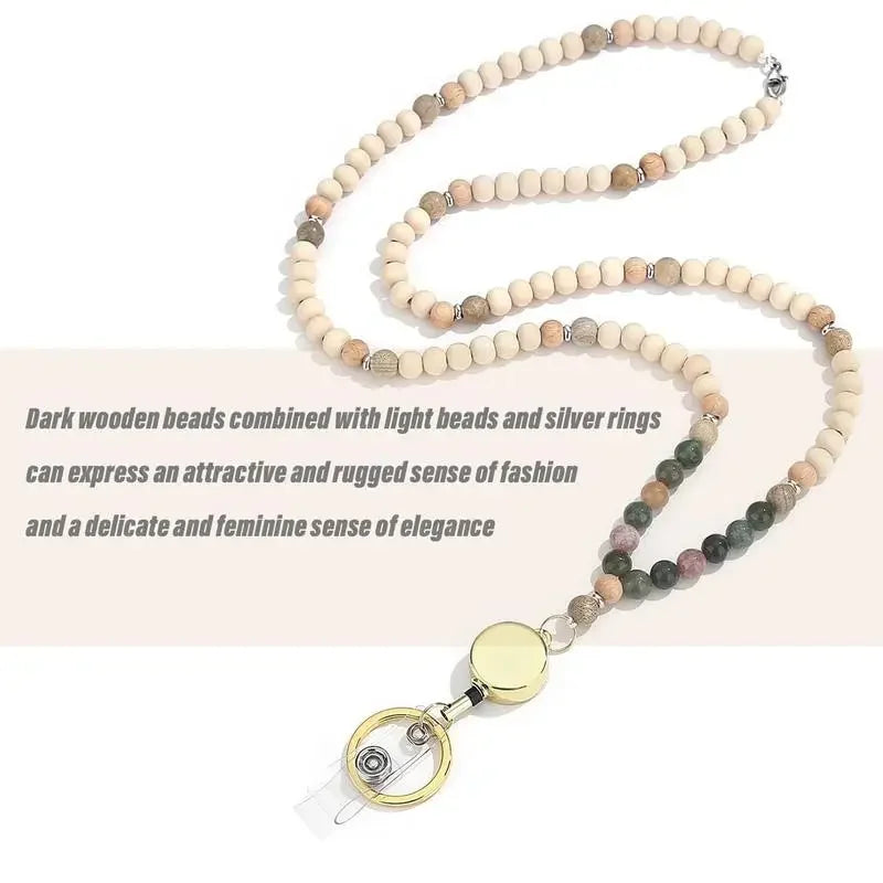 Beaded Lanyard Necklace for Women – ID Badge & Key Holder