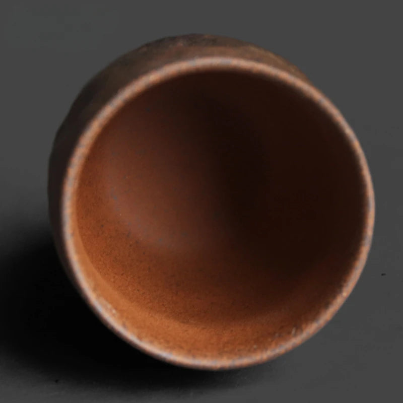 1PCS Rough Pottery Old Rock Clay Stone Texture Master Teacup Chinese Zen Kung Fu Tea Ceremony Drinking Tea Master Single Cup Oasis Select