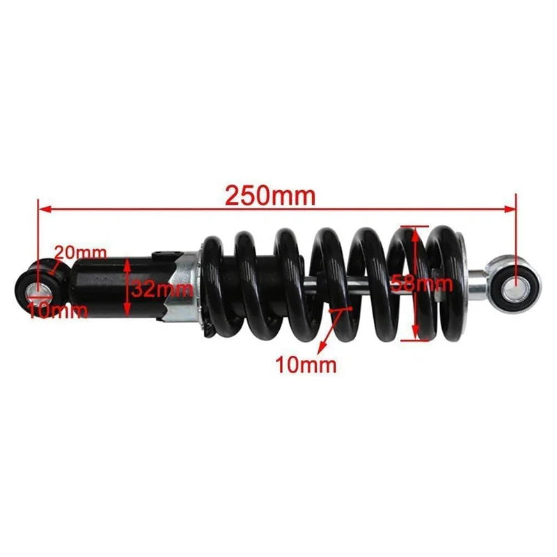 240/250/260/270/290mm Motorcycle Shock Absorber Suspension Protection Rear Shocker Absorbers 1200LBS Dirt Bikes Not Hydraulic Oasis Select B Black