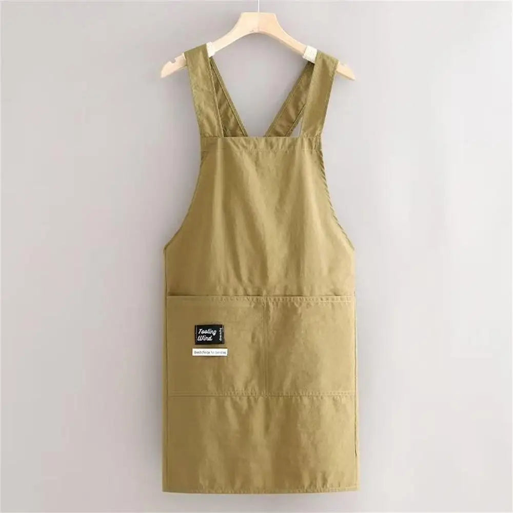 Household Apron Men Women Japanese Apron Barber Coffee Workwear Oil-proof Waterproof Restaurant Waiter Kitchen Cooking Apron Oasis Select Khaki