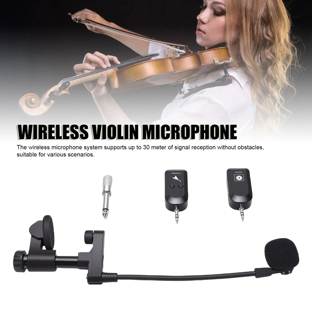 Wireless Instrument Mic Wireless Instrument Microphone 2.4G Violin Cello Guitar Clip On Condenser Mic for Stage Performance Band Oasis Select