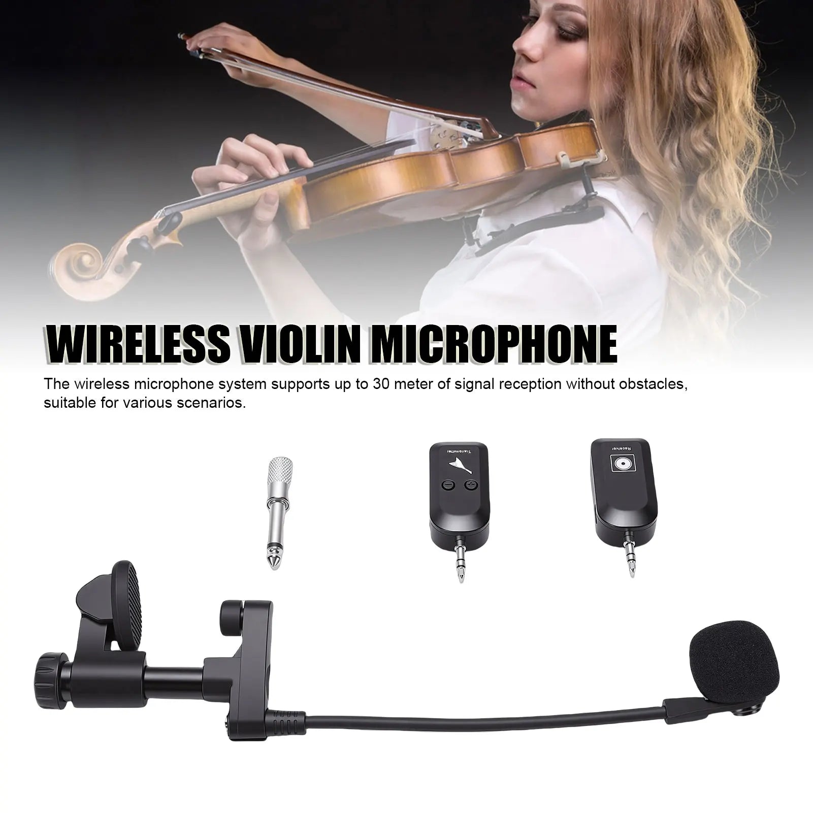 Wireless Instrument Mic Wireless Instrument Microphone 2.4G Violin Cello Guitar Clip On Condenser Mic for Stage Performance Band Oasis Select