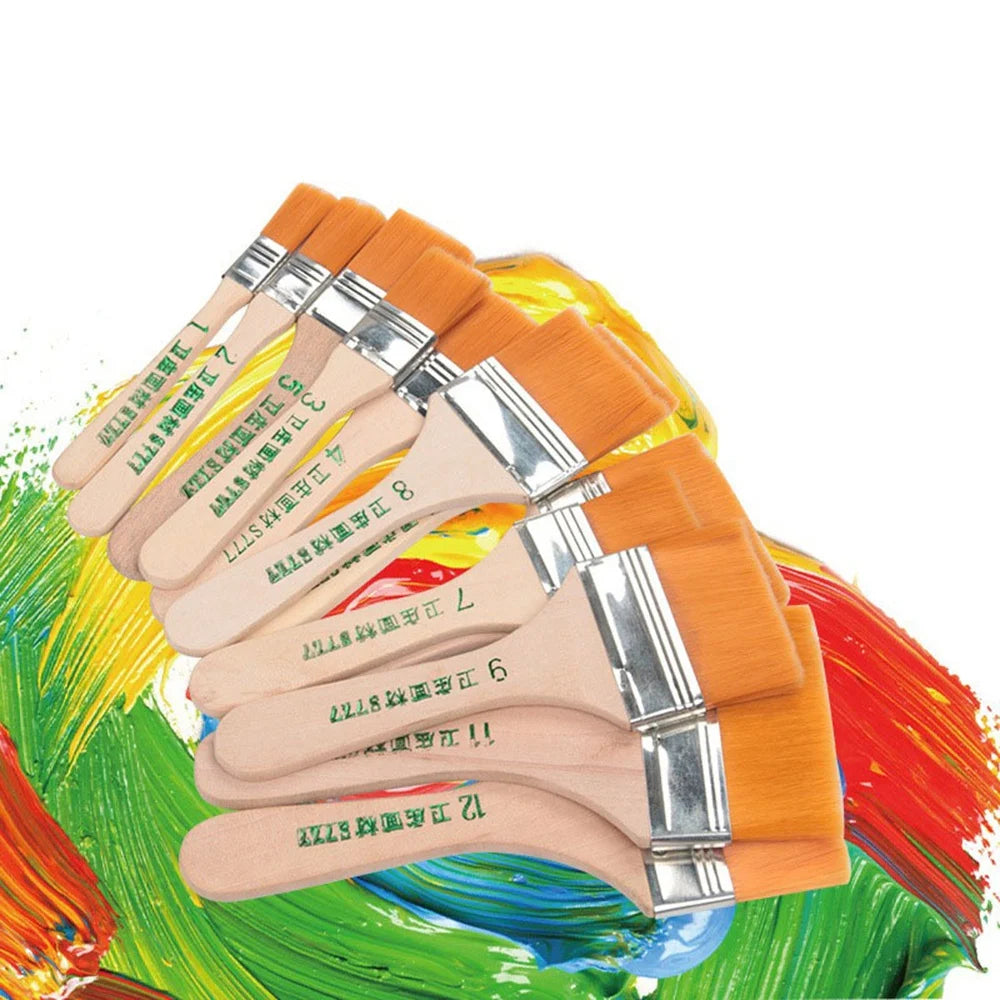 12pcs/set Memory Nylon Paint Brushes Set for Acrylic Oil Drawing Watercolor Wooden Painting Brush Tools Art Supplies Oasis Select