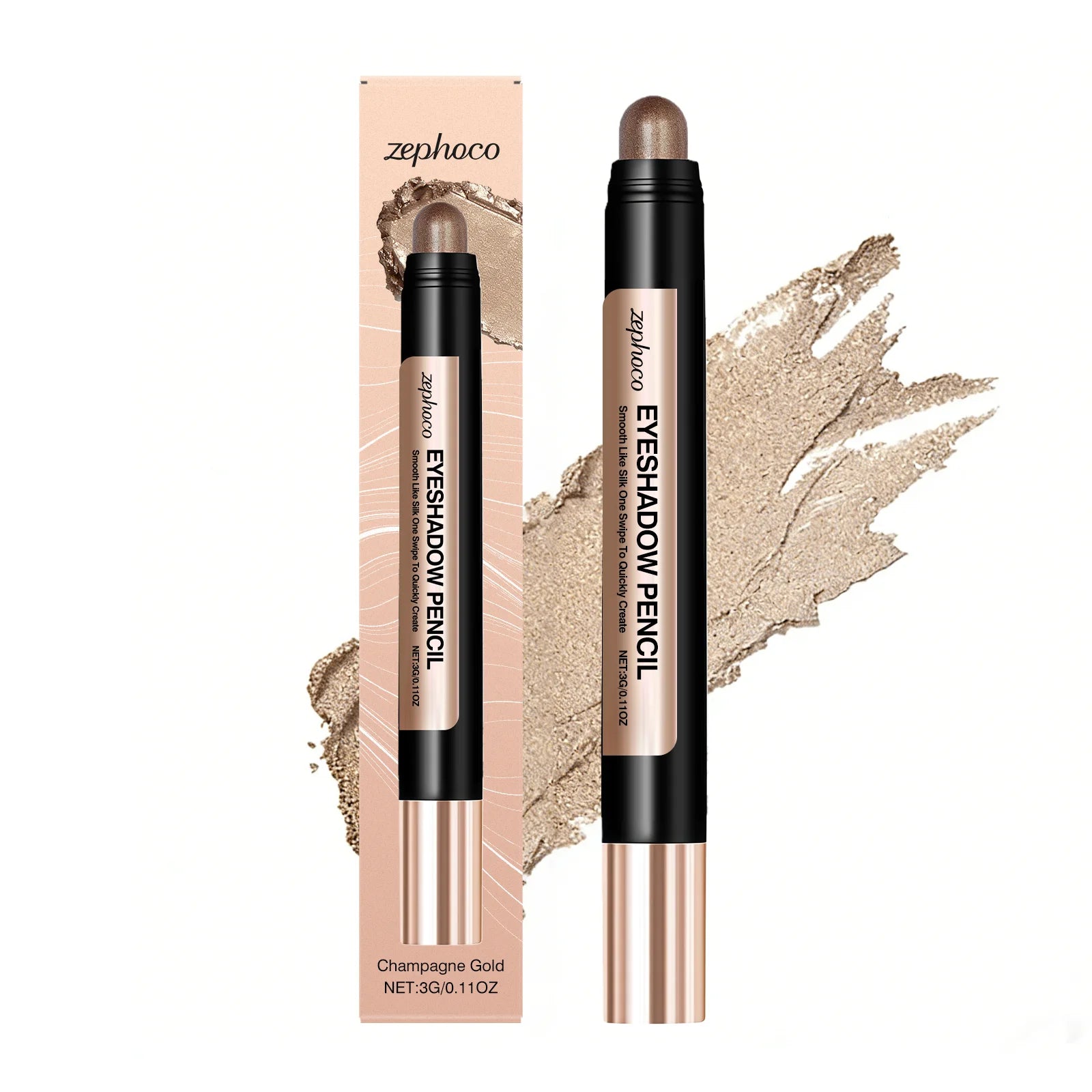 Smooth Pearl Eyeshadow Stick (Champagne Silver) - Naturally Pigmented, Fine Shimmer, Silky, Beginner-Friendly Oasis Select Champagne Gold